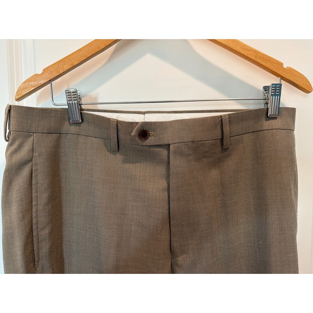 Lauren Ralph Lauren Mens Tan Brown Flat Front Dress Pants 34x32 Stretch Trousers - Picture 3 of 5